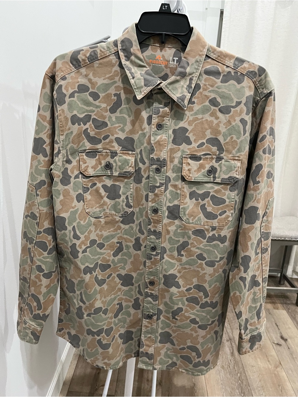 RIDGECUT Toughwear Canvas Camo Hunting Field Shirt/Jacket. Size Large Tall